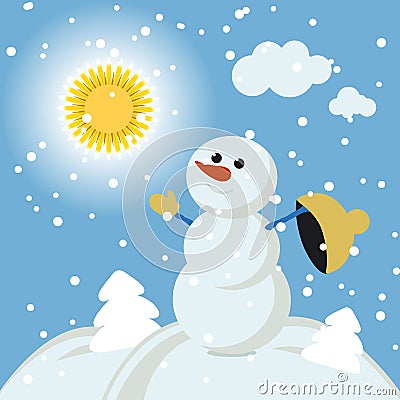 Christmas snowman Winter Fun vector 2015 retro Vector Illustration