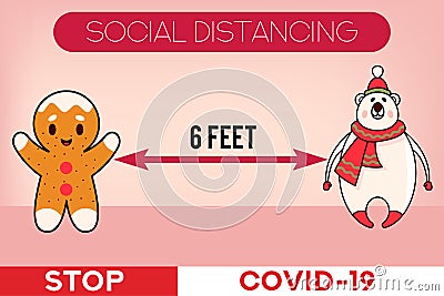 Christmas social distancing concept. Vector Illustration