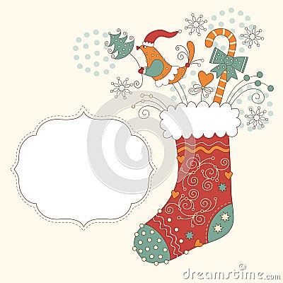 Christmas sock Vector Illustration