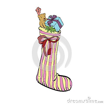 Christmas sock for gifts from Santa Vector Illustration