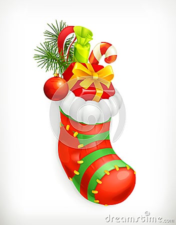 Christmas sock with gifts Vector Illustration