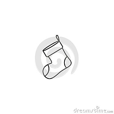 A Christmas of sock icon in outline Vector Illustration