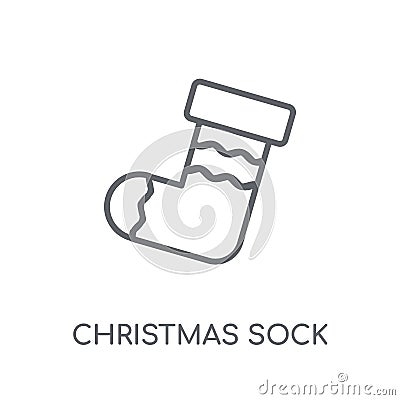 christmas sock linear icon. Modern outline christmas sock logo c Vector Illustration