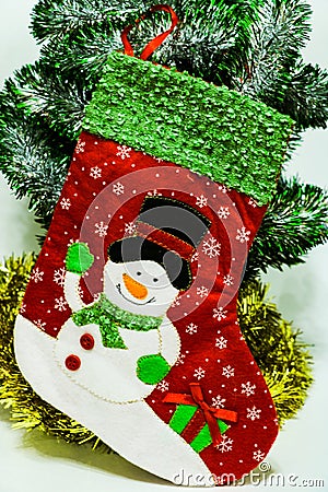 Christmas sock for Santa gifts. Holidays symbol stocking. Christmas holidays concept Stock Photo