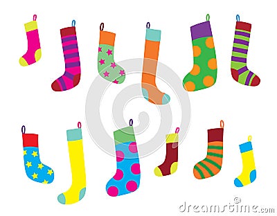 Christmas Sock Set Vector Illustration