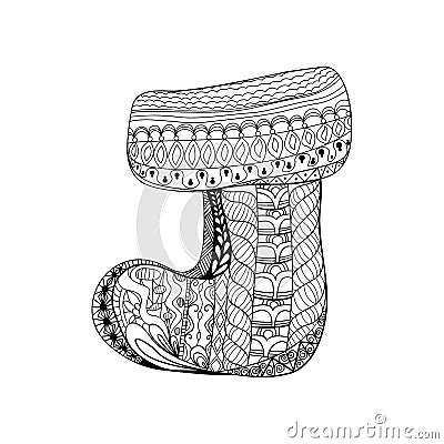 Christmas sock, zendoodle design element Vector Illustration