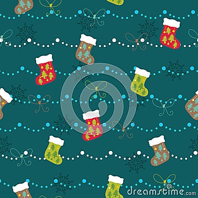 Christmas Socks Pattern Vector Illustration