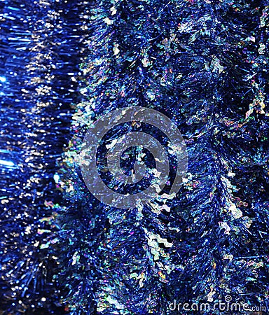 Christmas sparkling blue tinsel Stock Photo