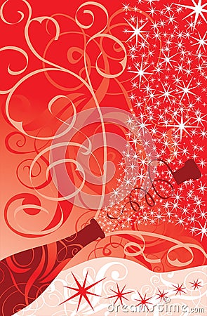 Christmas sparks of a champagne, vector Vector Illustration