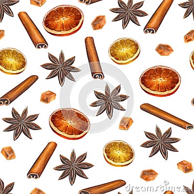 Christmas spices seamless pattern Stock Photo