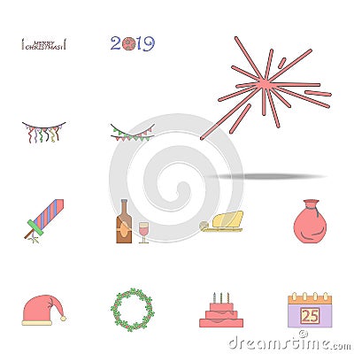 Christmas splash colored icon. Christmas holiday icons universal set for web and mobile Stock Photo