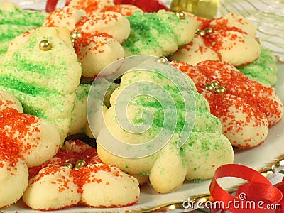 Christmas Spritz Cookies Stock Photo