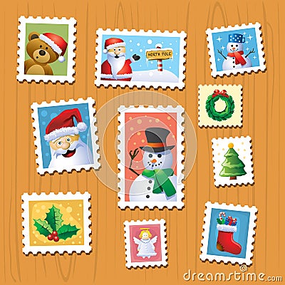 Christmas stamps Vector Illustration