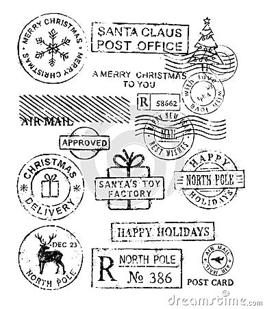 Christmas stamps vector Vector Illustration