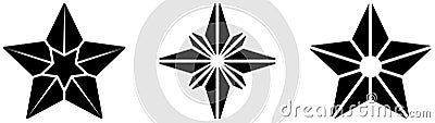 Christmas Star abstract vector collection in Black. Isolated Background. Vector Illustration