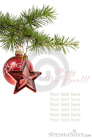 Christmas star and ball isolated Stock Photo