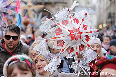 Christmas Star carriers parade through Lviv streets Editorial Stock Photo