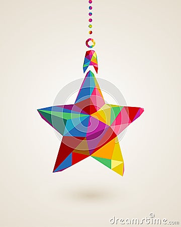 Christmas star multicolors hanging bauble Vector Illustration