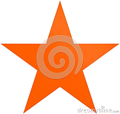 Christmas star orange - simple 5 point star - isolated on white Stock Photo