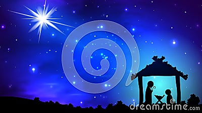 Christmas star over jesus Vector Illustration