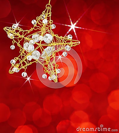 Christmas star with red lights Stock Photo