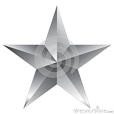 Christmas Star silver - 5 point star - isolated on white Vector Illustration