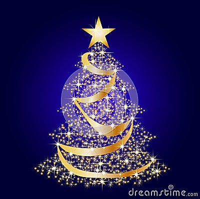 Christmas star tree Cartoon Illustration