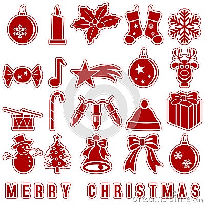 Christmas Stickers Icons Vector Illustration