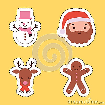 Christmas stickers vector Vector Illustration
