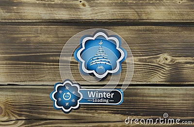 Christmas stickers sign and fir-tree Cartoon Illustration