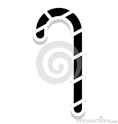 Candy Cane Isolated Vector Icon that can be easily modified or edit in any style Vector Illustration