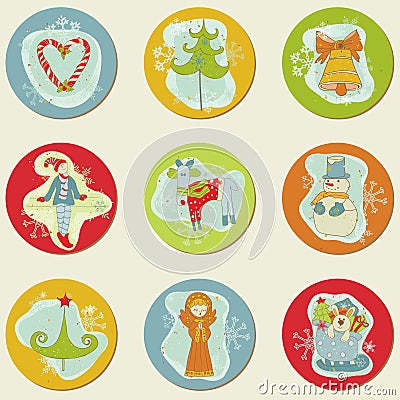 Christmas Stickes Vector Illustration