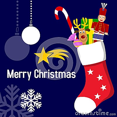 Christmas Stocking with Gifts Vector Illustration