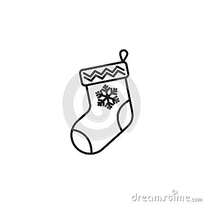 Christmas stocking line icon, new year and merry christmas, xmas sock icon, gift stocking graphics, editable stroke outline sign Stock Photo