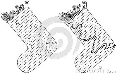 Christmas stocking maze Vector Illustration