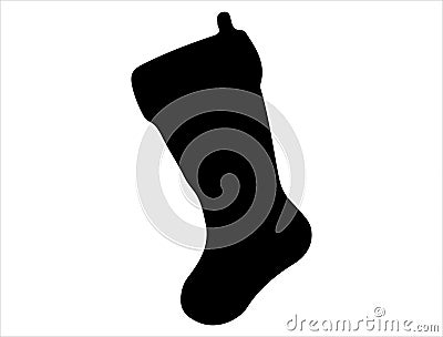 Christmas stocking silhouette vector art white background Vector Illustration