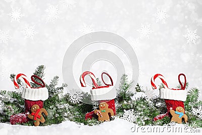 Christmas Stockings Gingerbread Men Stock Photo