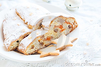 Christmas stollen and cookies Stock Photo