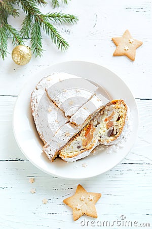 Christmas stollen and cookies Stock Photo