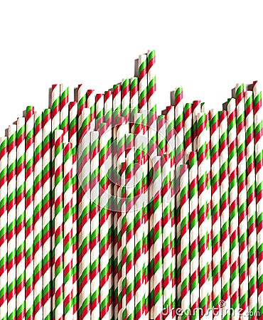 Christmas striped paper straws Stock Photo