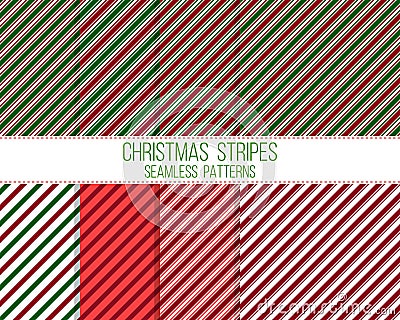 Christmas stripes, seamless patterns Vector Illustration