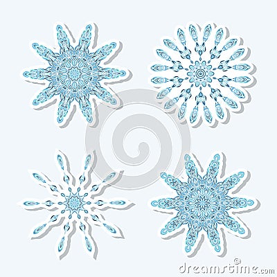 Christmas style icons. Beautiful snowflakes Vector Illustration