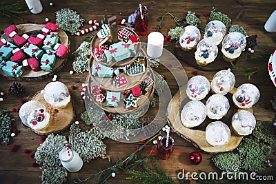 Christmas sweets and desserts decoration Stock Photo