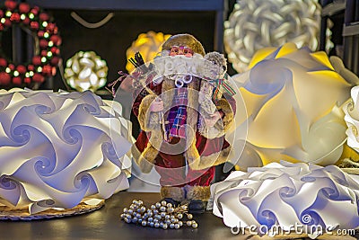 Festive Santa Claus, gives joy. Stock Photo