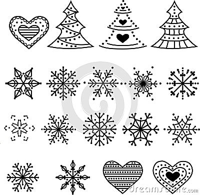 Christmas symbols collection isolated on white background Vector Illustration