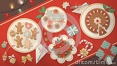 Christmas table Vector Illustration