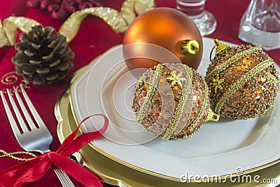 Christmas table decorations Stock Photo