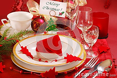Christmas table setting Stock Photo