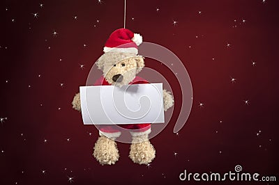 Christmas teddy bear with wishes card Stock Photo