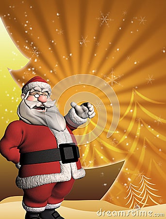 Christmas template with 3d Santa Stock Photo